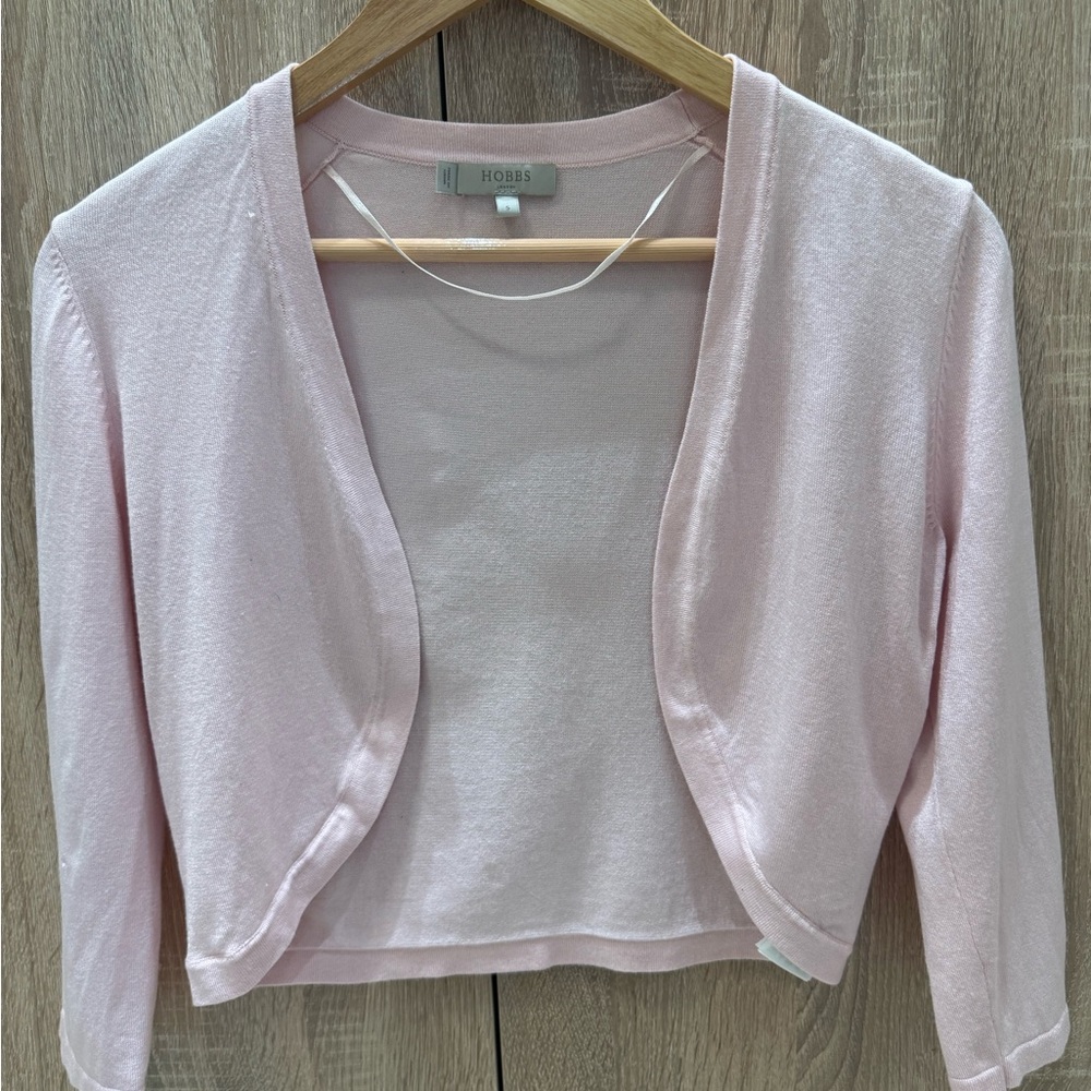 Hobbs of London Chic Light Pink Bolero Shrug - Picture 7 of 8
